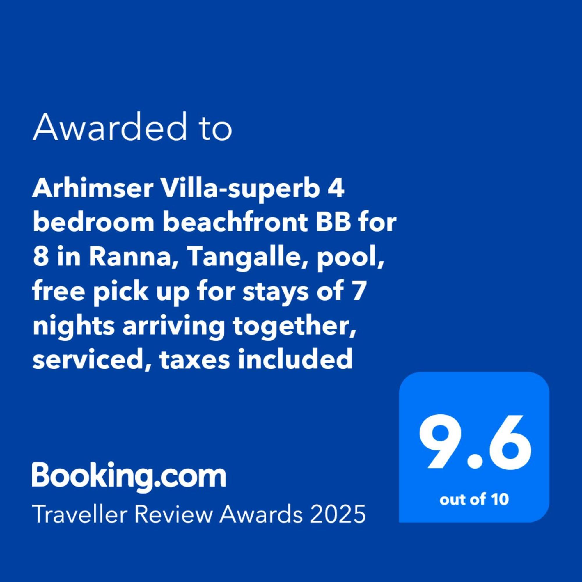Arhimser Villa-Superb 4 Bedroom Beachfront For 8 In Ranna, Tangalle, Bb, Pool, Free Pick Up For 7 Night Stays Arriving Together, Serviced, Taxes Included Экстерьер фото